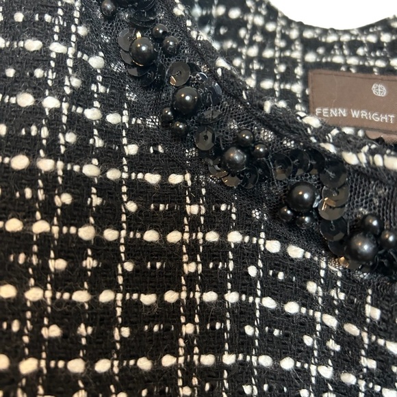 Fenn Wright Manson Black/White Tweed Open Front Blazer w/Beaded & Sequin Accent - Picture 6 of 12